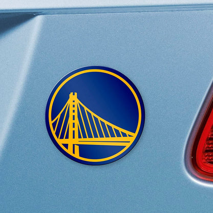 Golden State Warriors Solid Metal Color Auto Emblem Raised
