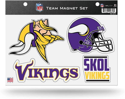 Rico Industries NFL Minnesota Vikings 8.5" x 11" Team Magnet Set for Car, Refrigerator, Fridge, Locker, Office Cabinet