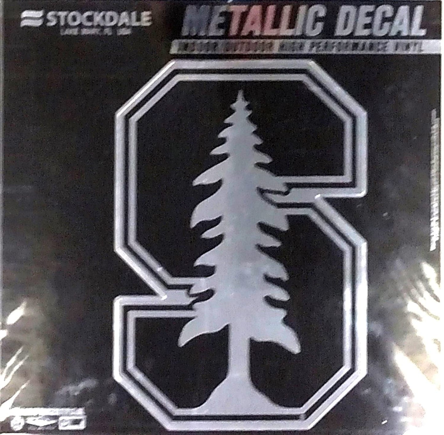 Stanford University Cardinal 6 Inch Decal Sticker, Metallic Chrome Shimmer Design