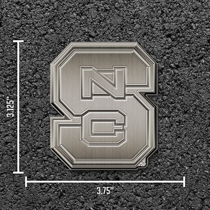 North Carolina State University Wolfpack Solid Metal Auto Emblem Antique Nickel for Car/Truck/SUV