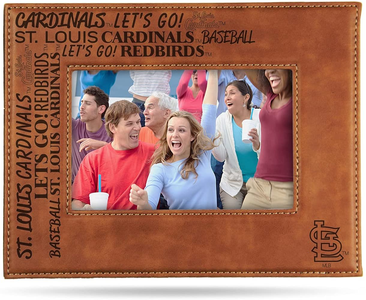 St Louis Cardinals Laser Engraved Brown Picture Frame Holds 4x6 Inch Photo