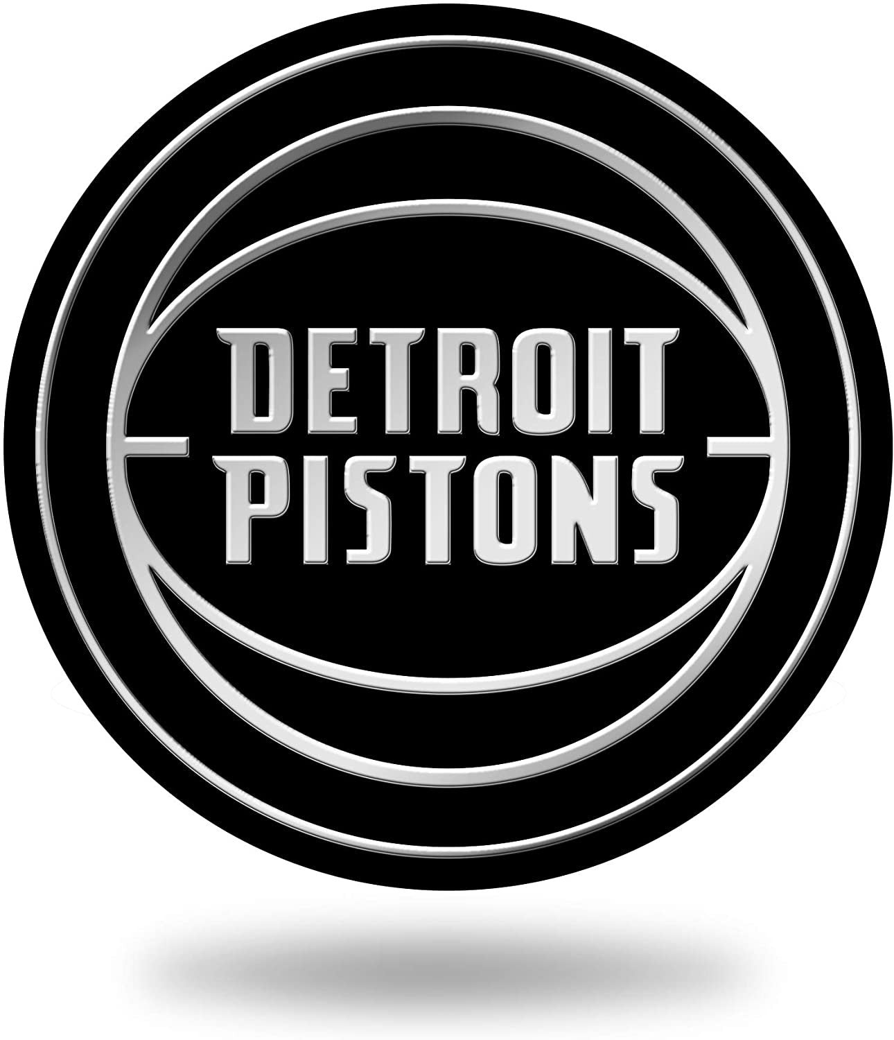 Detroit Pistons Auto Emblem, Silver Chrome Color, Raised Molded Plastic, 3.5 Inch, Adhesive Tape Backing