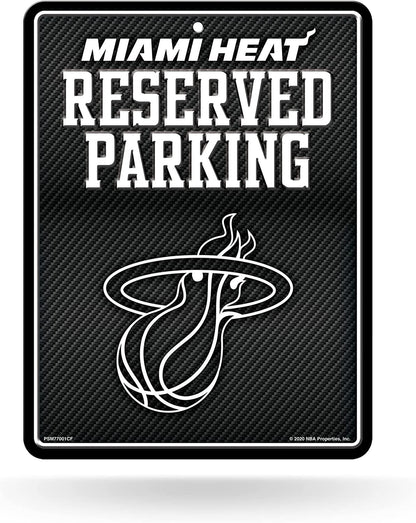 Miami Heat Metal Parking Novelty Wall Sign 8.5 x 11 Inch Carbon Fiber Design