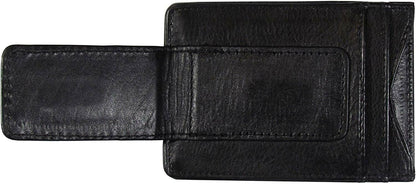 Anaheim Ducks Black Leather Wallet, Front Pocket Magnetic Money Clip, Printed Logo