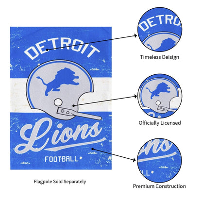 Detroit Lions Premium Double Sided Garden Flag Banner, Vintage Design, Linen, 13x18 Inch, Outdoor, Display Pole Sold Separately
