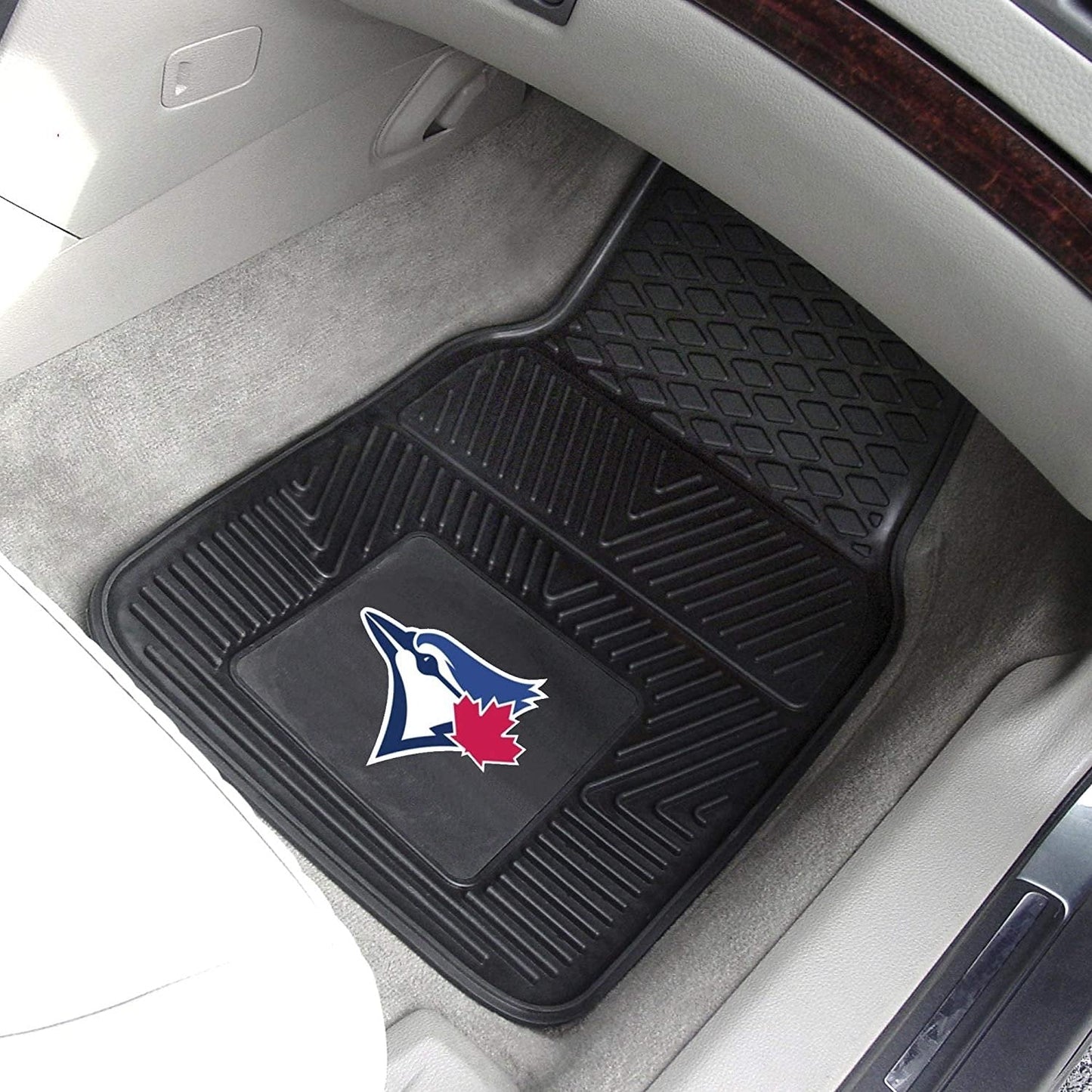 FANMATS 8853 Toronto Blue Jays 2-Piece Heavy Duty Vinyl Front Row Floor Mats All Weather Protection, Universal Fit, Deep Resevoir Design