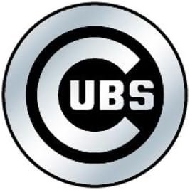 Chicago Cubs Auto Emblem, Silver Chrome Color, Raised Molded Plastic, 3.5 Inch, Adhesive Tape Backing
