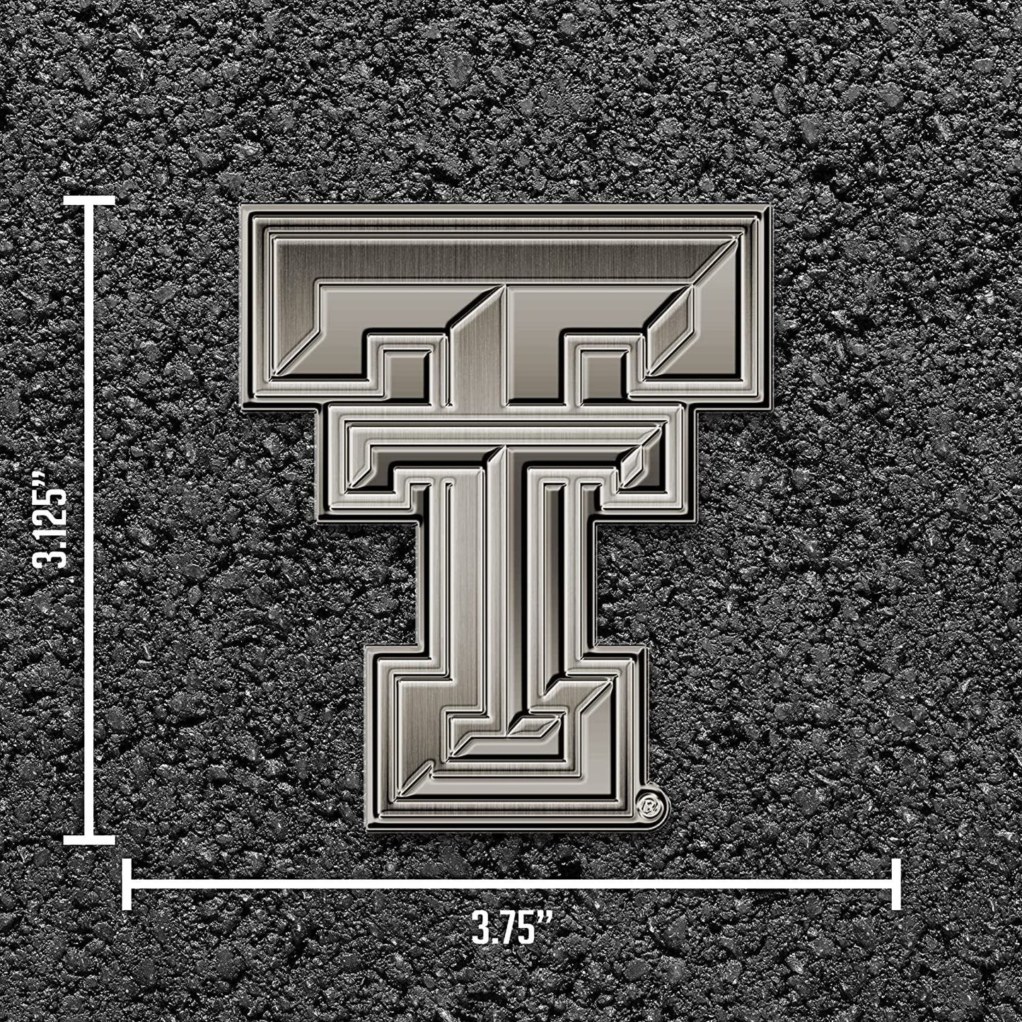 Texas Tech University Red Raiders Solid Metal Auto Emblem Antique Nickel for Car/Truck/SUV