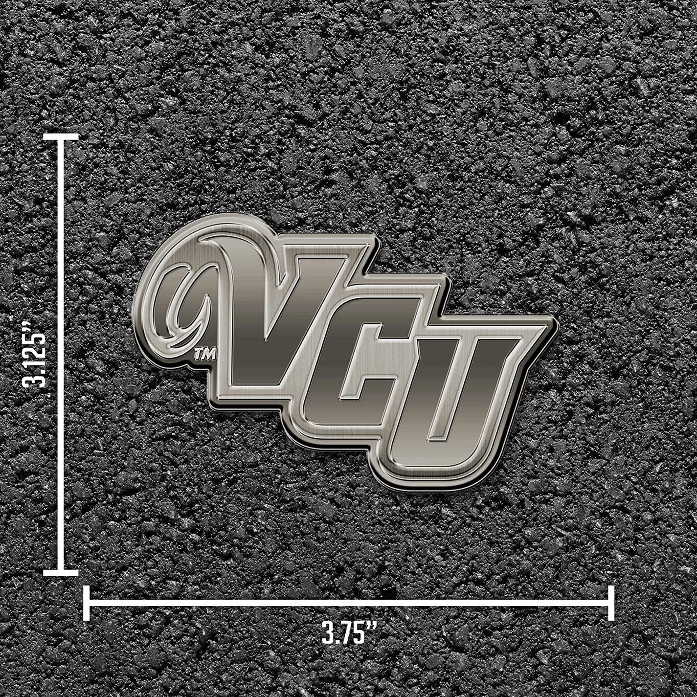Virginia Commonwealth University Rams Solid Metal Auto Emblem Antique Nickel for Car/Truck/SUV