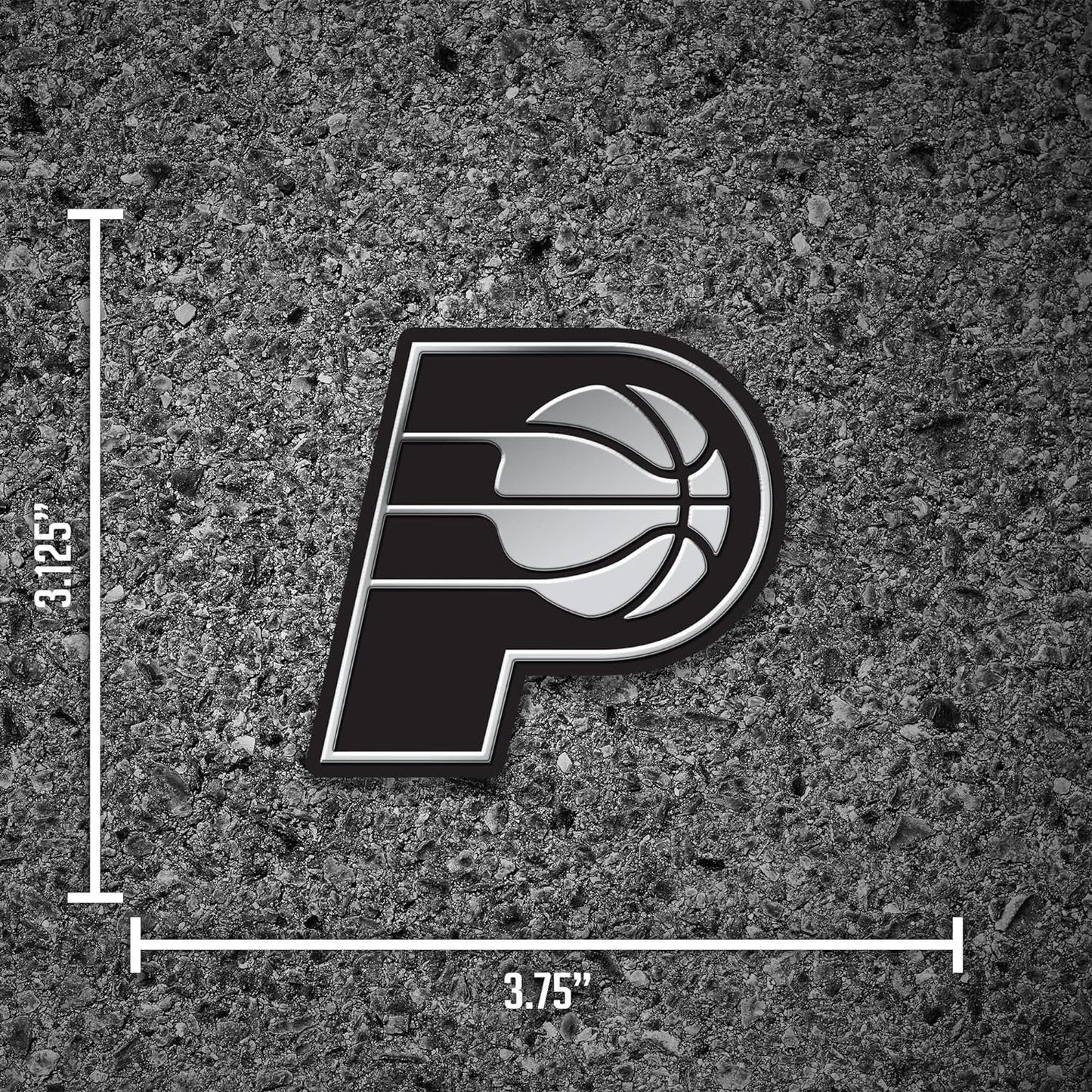 Indiana Pacers Auto Emblem, Silver Chrome Color, Raised Molded Plastic, Adhesive Tape Backing