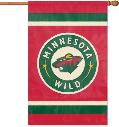Minnesota Wild Banner Flag Embroidered Premium 2-sided 28x44 Outdoor Football