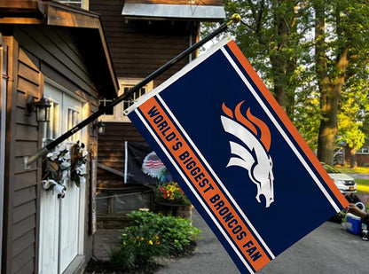 Denver Broncos 3x5 Feet Flag Banner, World's Biggest Fan, Metal Grommets, Single Sided, Indoor or Outdoor Use