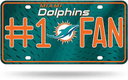 Miami Dolphins #1 Fan Metal License Plate Tag