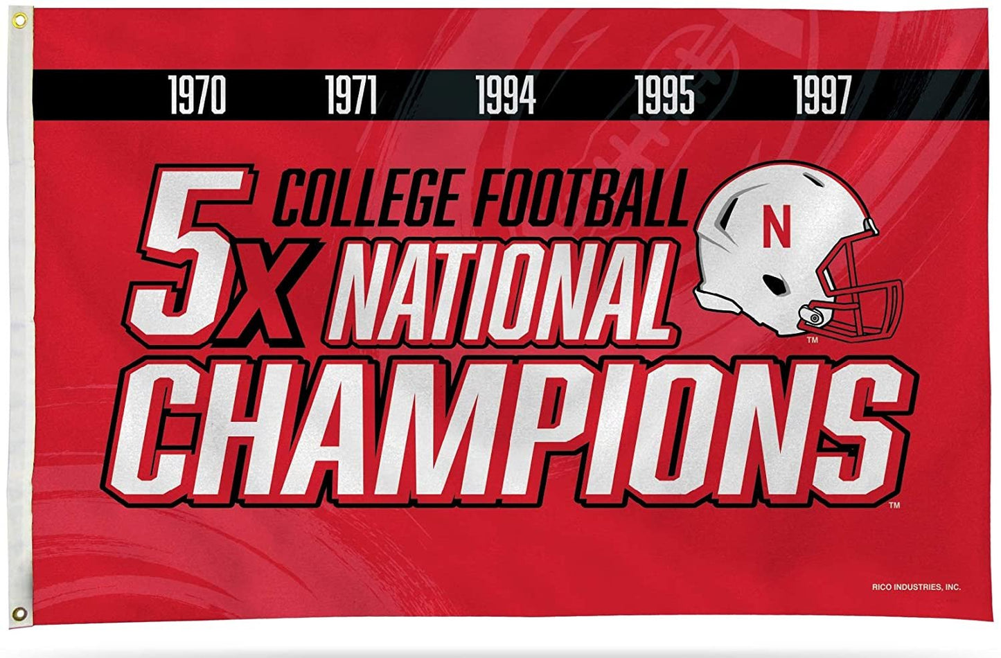 University of Nebraska Cornhuskers 3x5 Flag Banner 5-Time Champions with Metal Grommets Outdoor House University of
