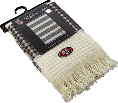 Northwest The Company NFL San Francisco 49ers Waffle Weave Jacquard Throw Blanket, 50" x 60", White/Grey