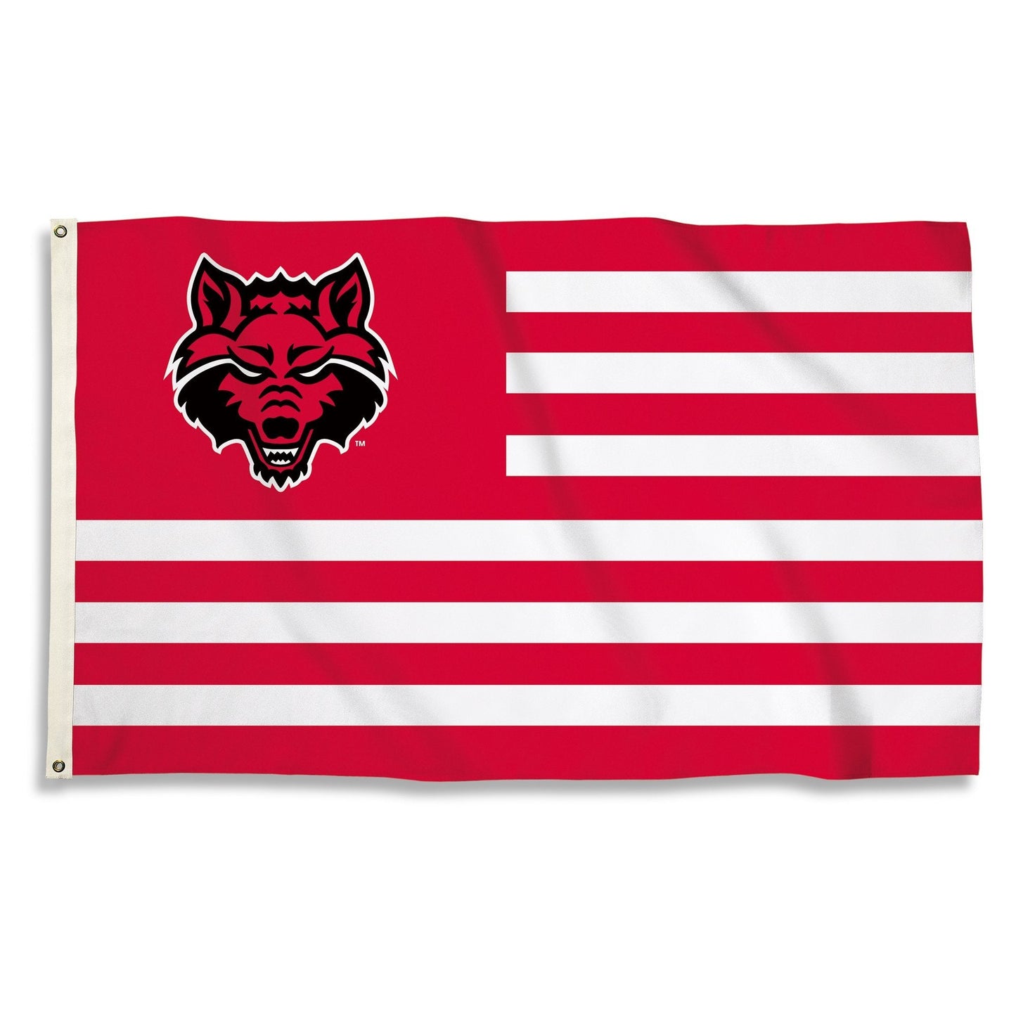 BSI NCAA Arkansas State Red Wolves Striped 3' x 5' Flag with Grommets, Red & Team Color