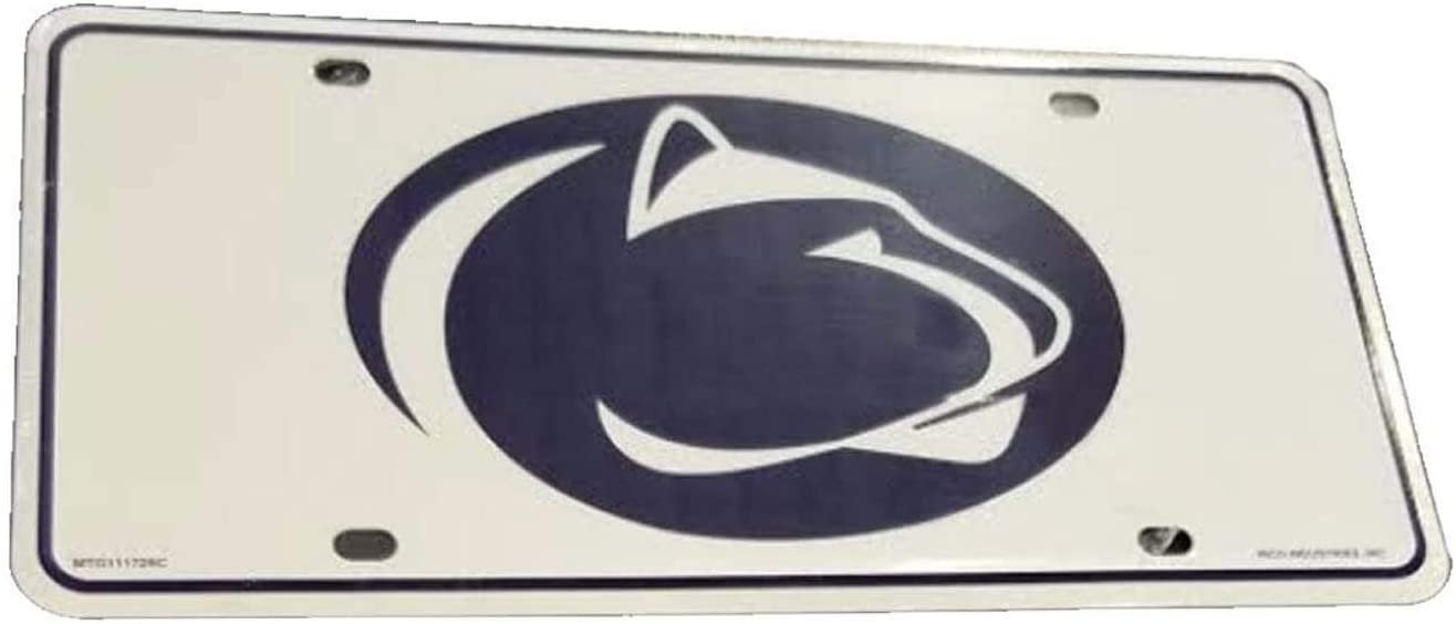 Penn State University Nittany Lions Metal Auto Tag License Plate, Logo Design White, 6x12 Inch