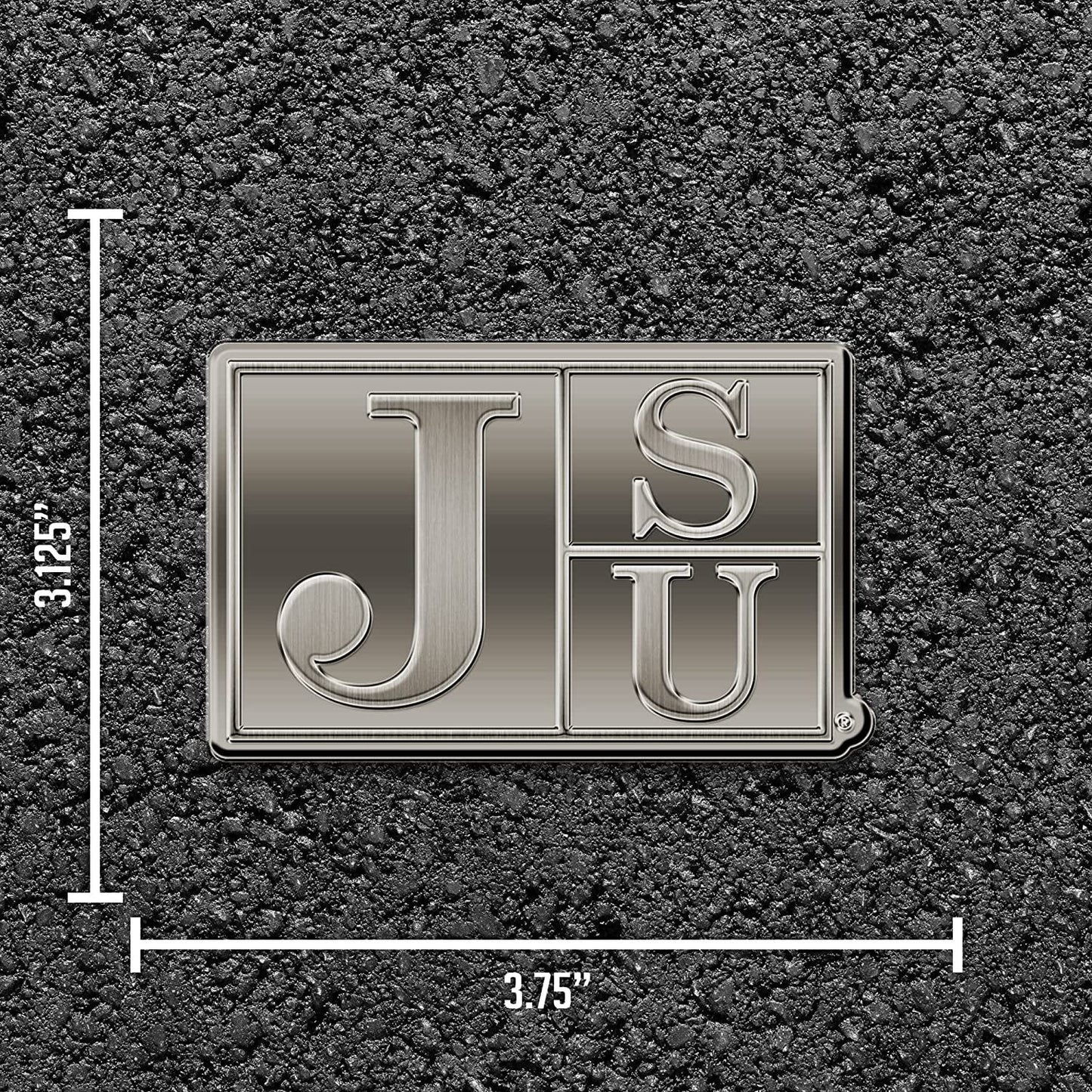 Jackson State University Tigers Solid Metal Auto Emblem Antique Nickel for Car/Truck/SUV