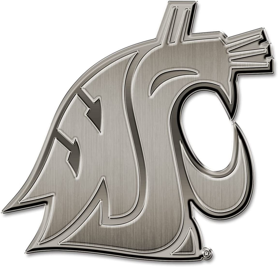 Washington State University Cougars Solid Metal Auto Emblem Antique Nickel for Car/Truck/SUV