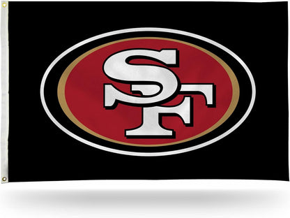 San Francisco 49ers 3x5 Feet Flag Banner, Black, Metal Grommets, Single Sided, Indoor or Outdoor Use