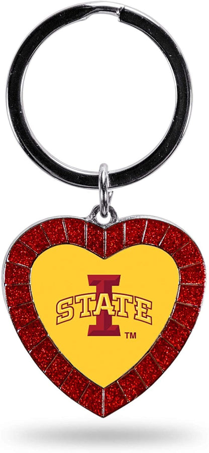 Iowa State University Cyclones Keychain Color Rhinestone Heart