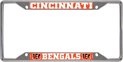 FANMATS 21507 Cincinnati Bengals Chrome Metal License Plate Frame, Team Colors, 6.25in x 12.25in