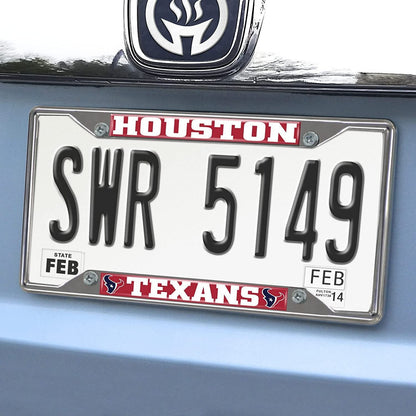 Houston Texans Metal License Plate Frame Chrome Tag Cover 6x12 Inch