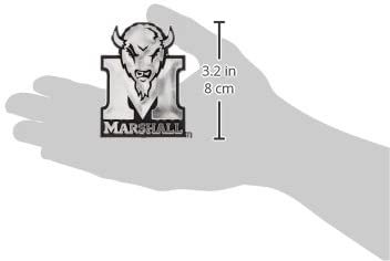 Marshall University Thundering Herd Auto Emblem, Plastic Molded, Silver Chrome Color, Raised 3D Effect, Adhesive Backing