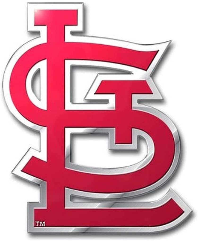 St Louis Cardinals Auto Emblem, Aluminum Metal, Embossed Team Color, Raised Decal Sticker, Full Adhesive Backing