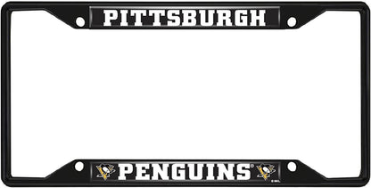 FANMATS 31389 Pittsburgh Penguins Metal License Plate Frame Black Finish