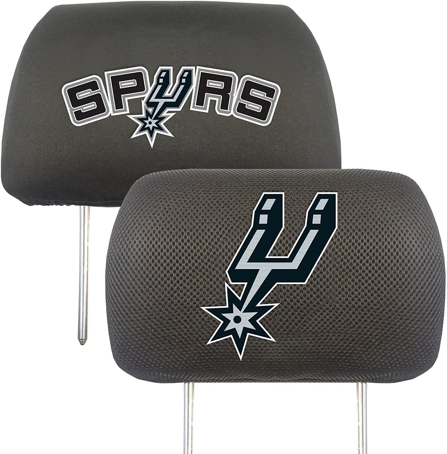 San Antonio Spurs Pair of Premium Auto Head Rest Covers, Embroidered, Black Elastic, 14x10 Inch