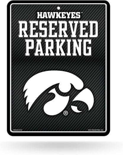 University of Iowa Hawkeyes Metal Parking Novelty Wall Sign 8.5 x 11 Inch Carbon Fiber Design