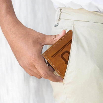Rico Industries NCAA Baylor Bears Men’s Front ID Pocket Brown Wallet- Premium 8 Pocket Laser-Engraved Team Logo on Vegan Leather- Minimalist Design, Credit Card Holder- Ideal for Travel or Men’s Gift