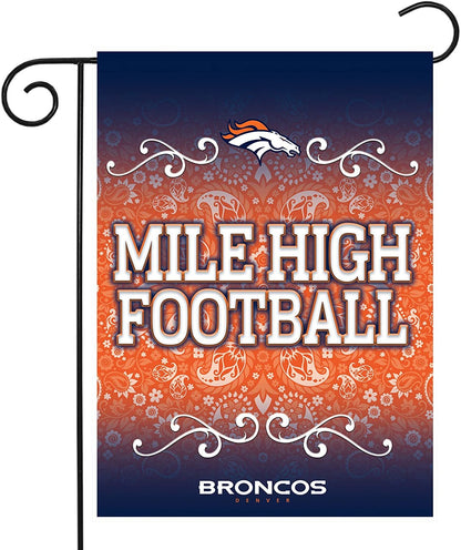 Denver Broncos Premium Garden Flag Banner, Double Sided, 13x18 Inch