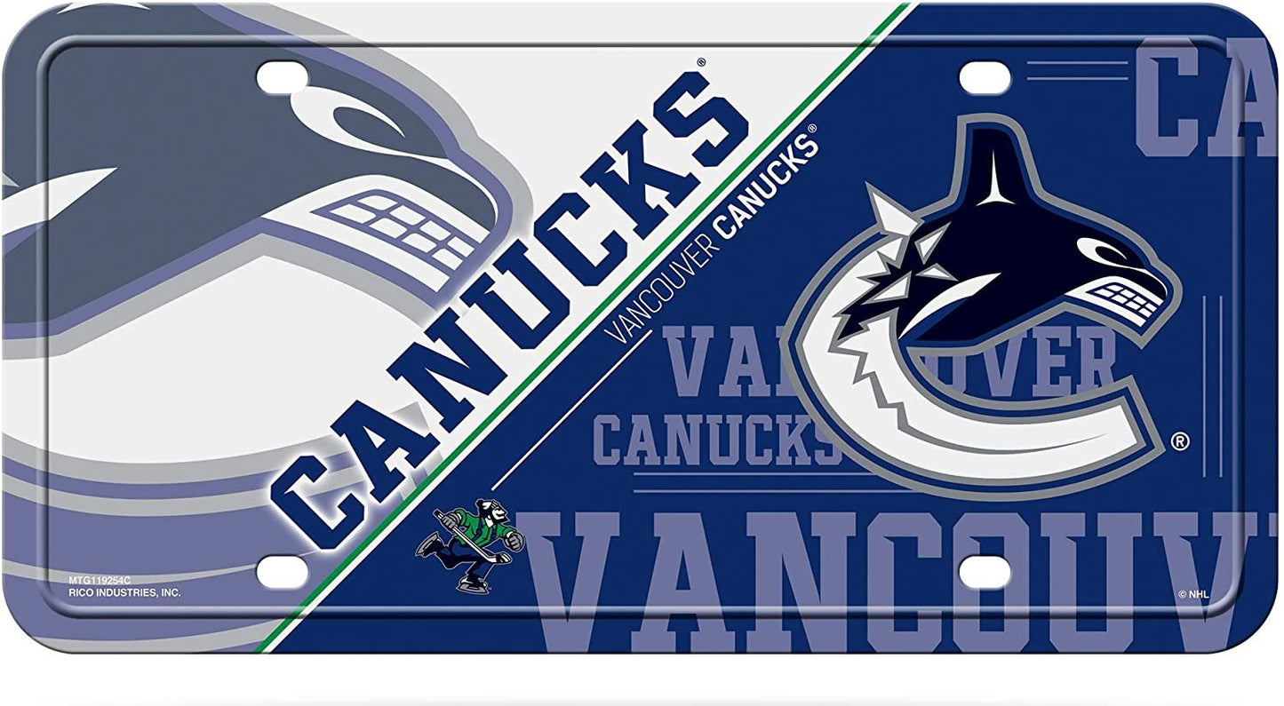 Vancouver Canucks Metal Auto Tag License Plate, Split Design, 6x12 Inch