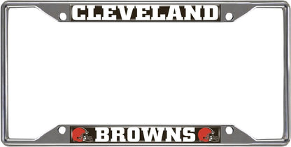 Cleveland Browns Chrome Metal License Plate Frame Tag Cover 6.25x12.25 Inches