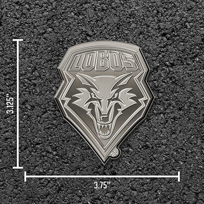 University of New Mexico Lobos Solid Metal Auto Emblem Antique Nickel for Car/Truck/SUV