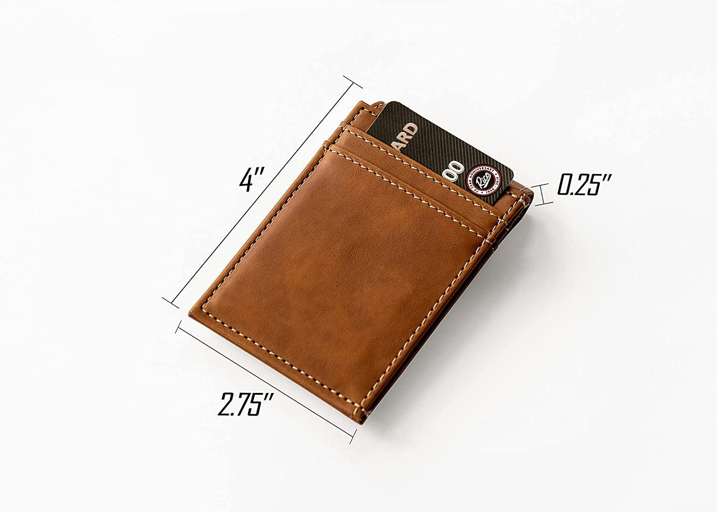 Rico Industries NFL Tennessee Titans Premium Laser Engraved Vegan Brown Leather Front Pocket Wallet - Compact and Slim yet Sturdy Design - Perfect to Show Your Team Pride or Gift