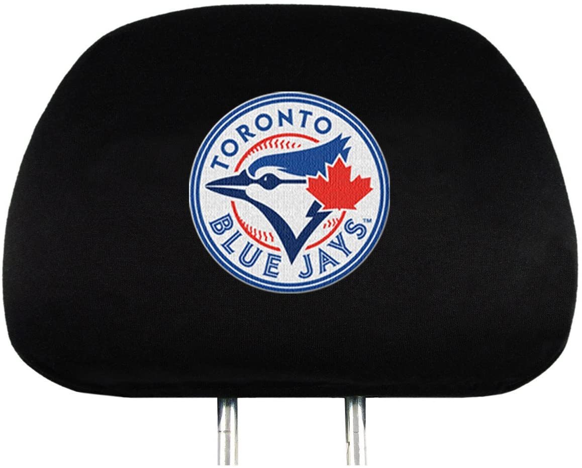 Toronto Blue Jays Pair Premium Auto Head Rest Covers Black Elastic