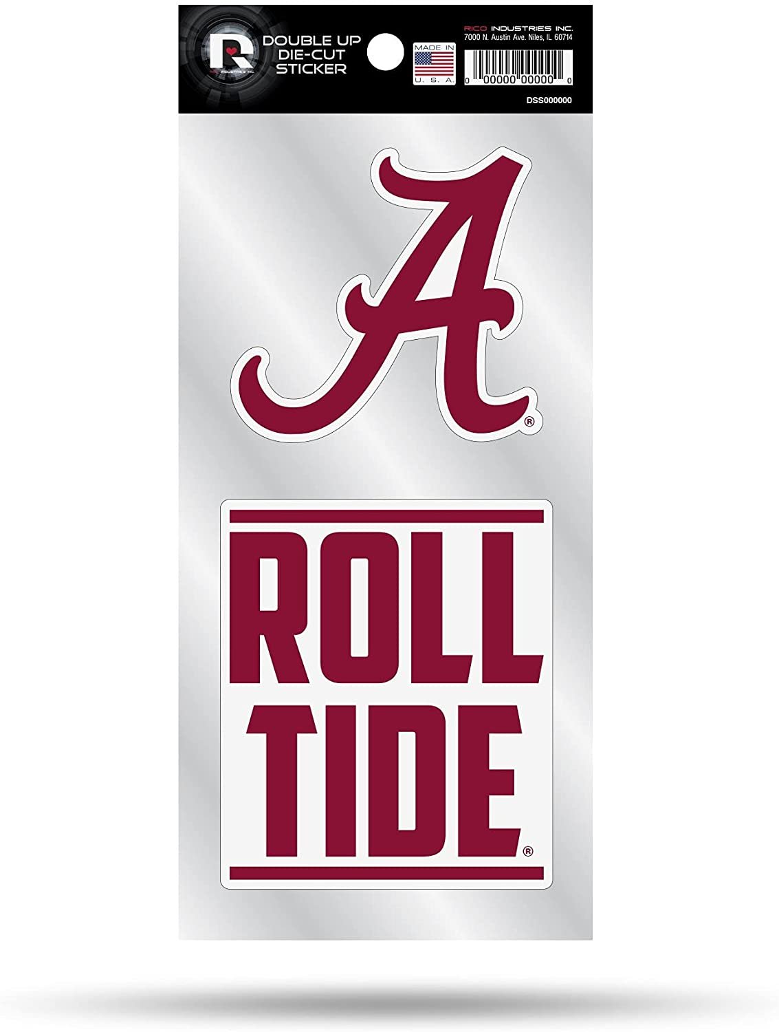 University of Alabama Crimson Tide 2-Piece Double Up Die Cut Sticker Decal Sheet, 4x8 Inch