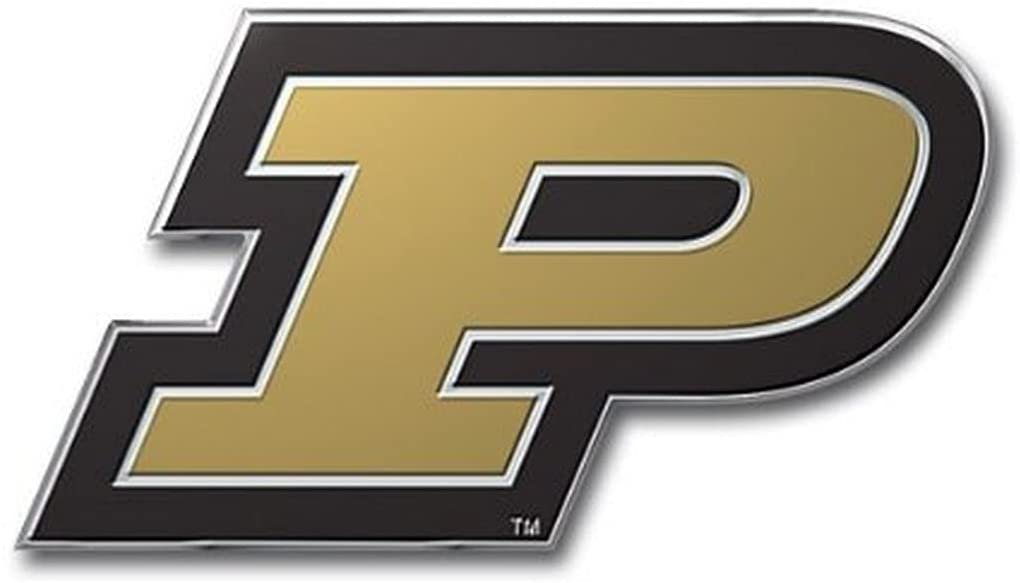 Purdue University Boilermakers Auto Emblem, Aluminum Metal, Embossed Team Color, Raised Decal Sticker, Full Adhesive Backing