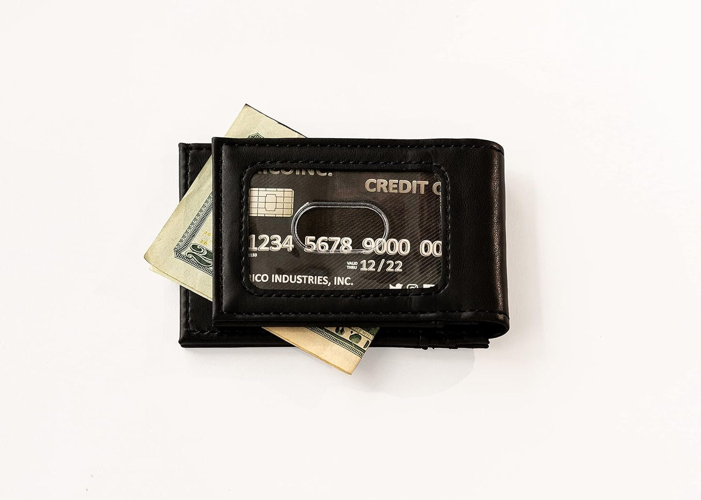 Philadelphia Eagles Premium Black Leather Wallet, Front Pocket Magnetic Money Clip, Laser Engraved, Vegan