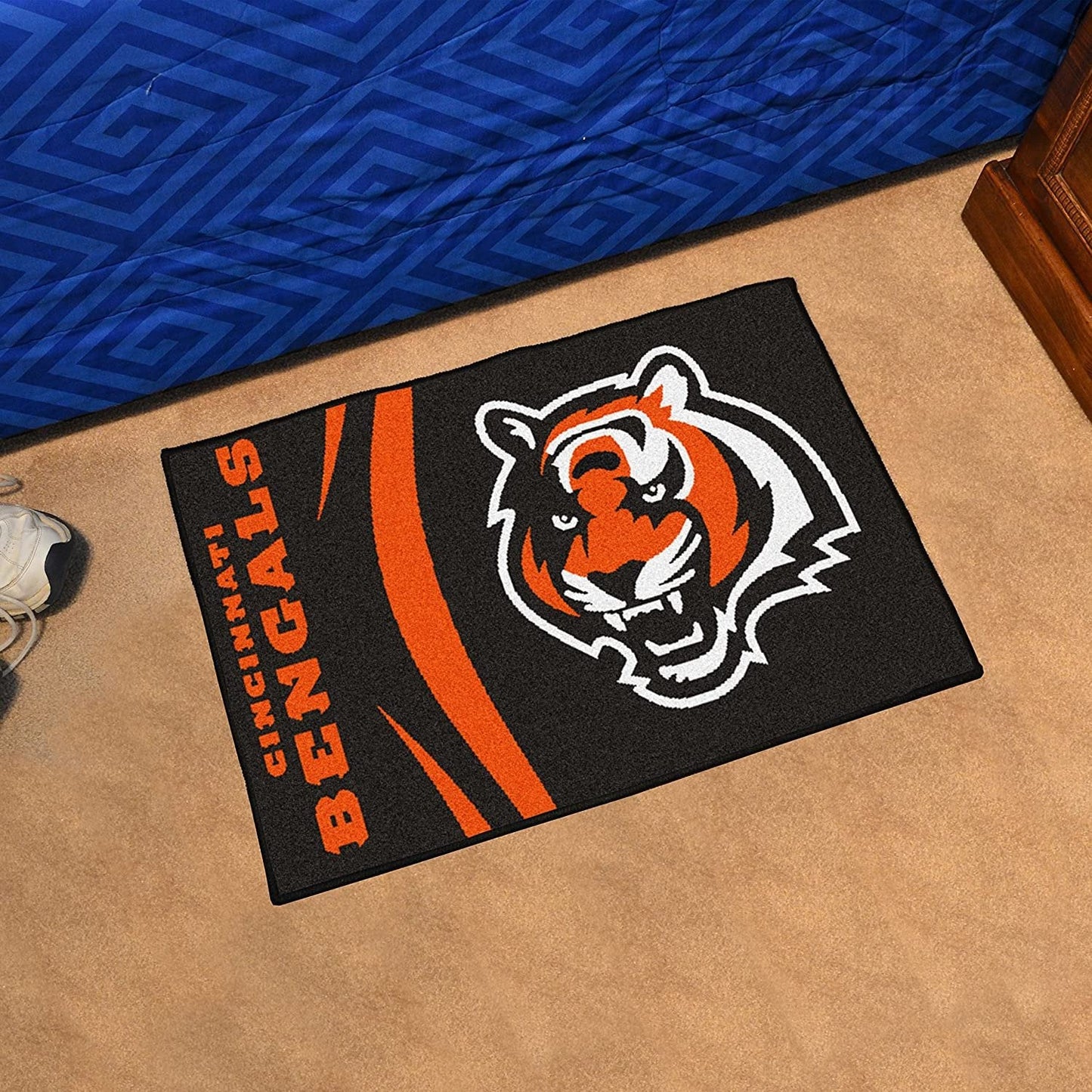 Cincinnati Bengals Floor Mat Area Rug, 20x30 Inch, Nylon, Anti-Skid Backing