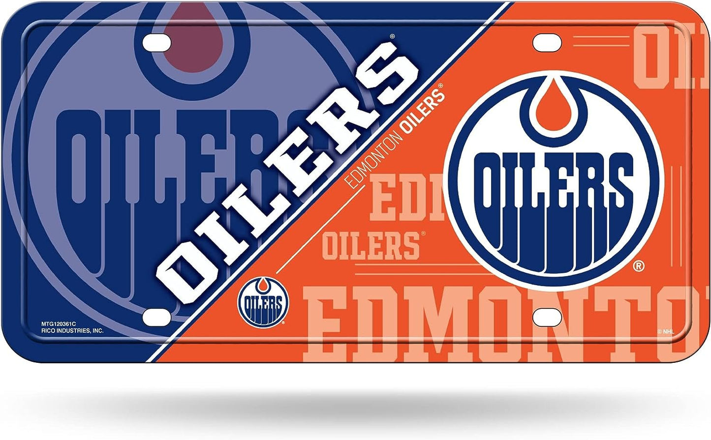 Edmonton Oilers Metal Tag License Plate 6x12 Inch, Split Design