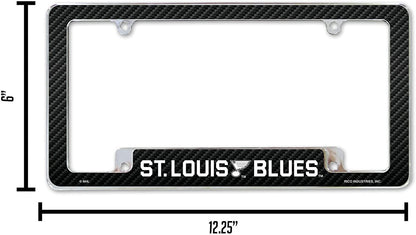St Louis Blues Metal License Plate Frame Chrome Tag Cover Carbon Fiber Design 6x12 Inch