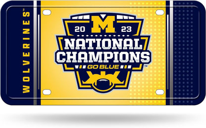 Rico Industries NCAA Michigan Wolverines 2024 CFP National Champions Metal Auto Tag 6" x 12" - Great for Truck/Car/SUV