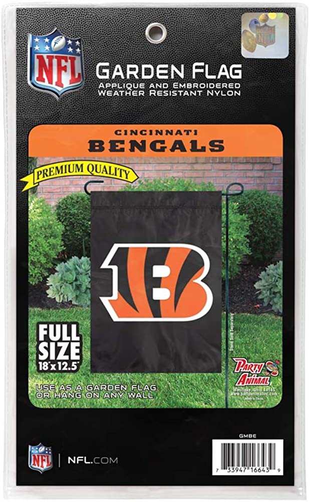 Cincinnati Bengals Premium Garden Flag Banner Applique Embroidered 12.5x18 Inch