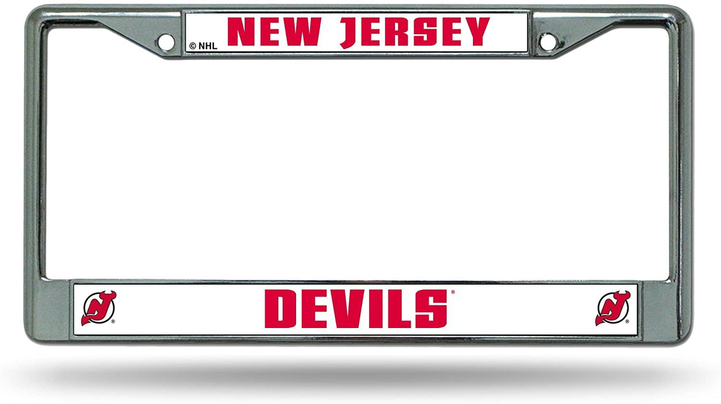 New Jersey Devils Premium Metal License Plate Frame Chrome Tag Cover, 12x6 Inch