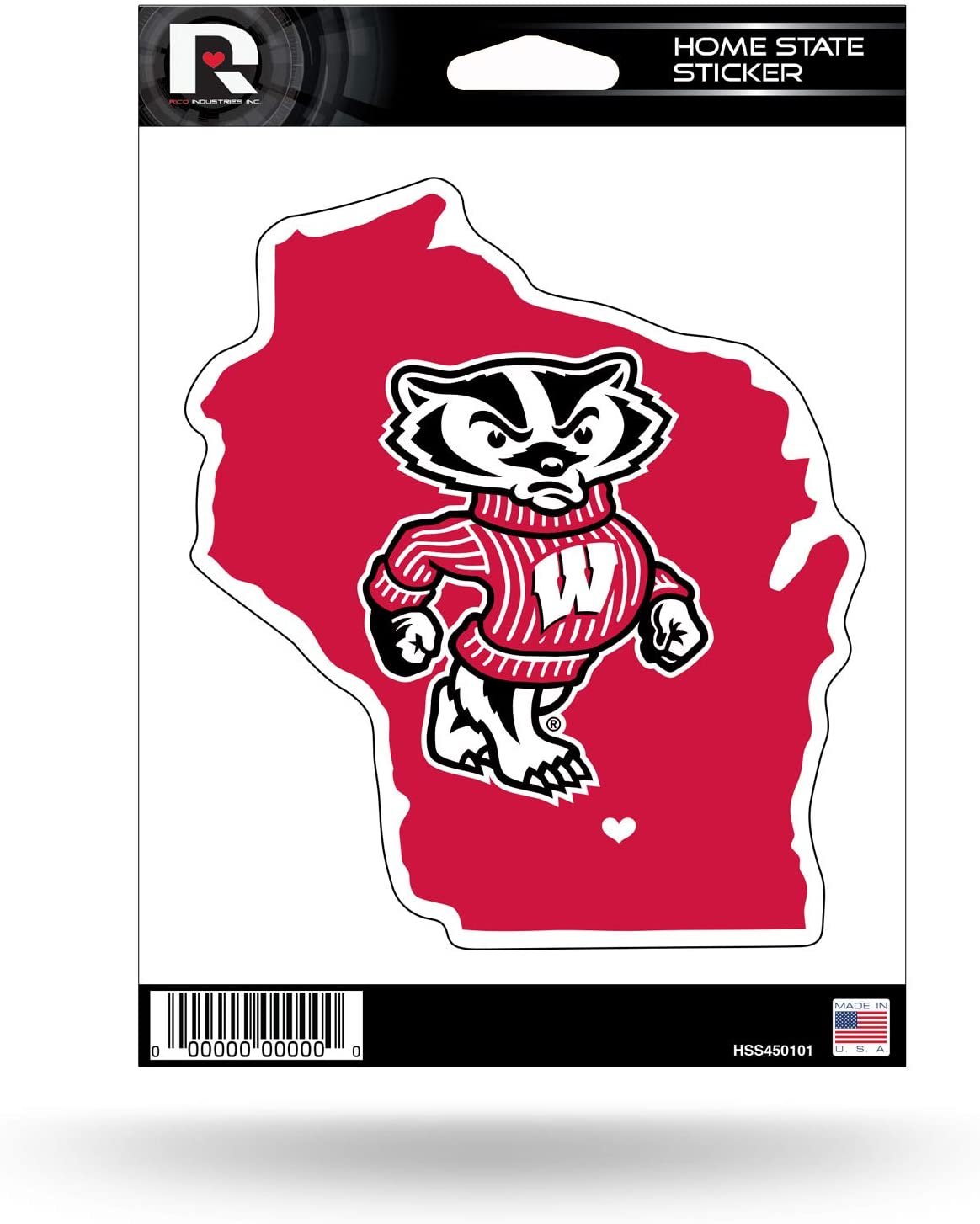 University of Wisconsin Badgers 5 Inch Sticker Decal, Home State Design, Flat Vinyl, Full Adhesive Backing
