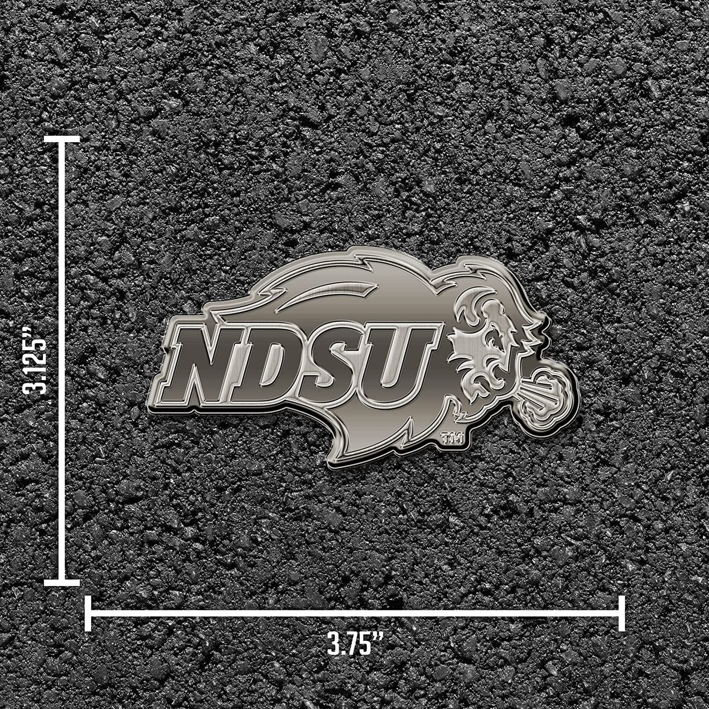 North Dakota State University Bisons Solid Metal Auto Emblem Antique Nickel for Car/Truck/SUV